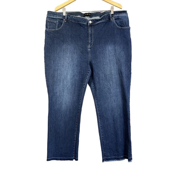 SUSAN GRAVER Jeans 28W High Rise Blue Stretch Denim Raw Hem 26" Inseam - Picture 1 of 15